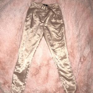 Silk satin high waist trousers